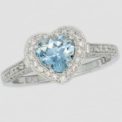 Heart-shaped blue gemstone ring