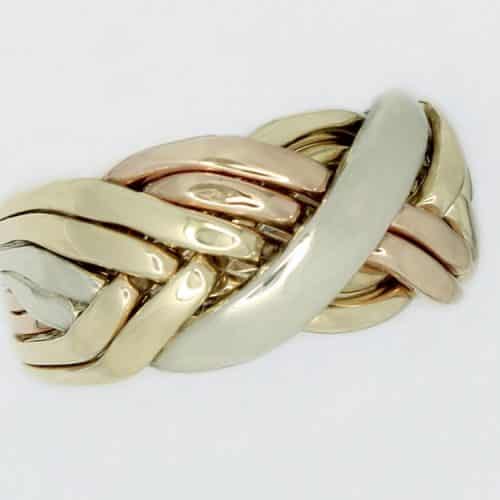 Intricate multi-colored metal ring