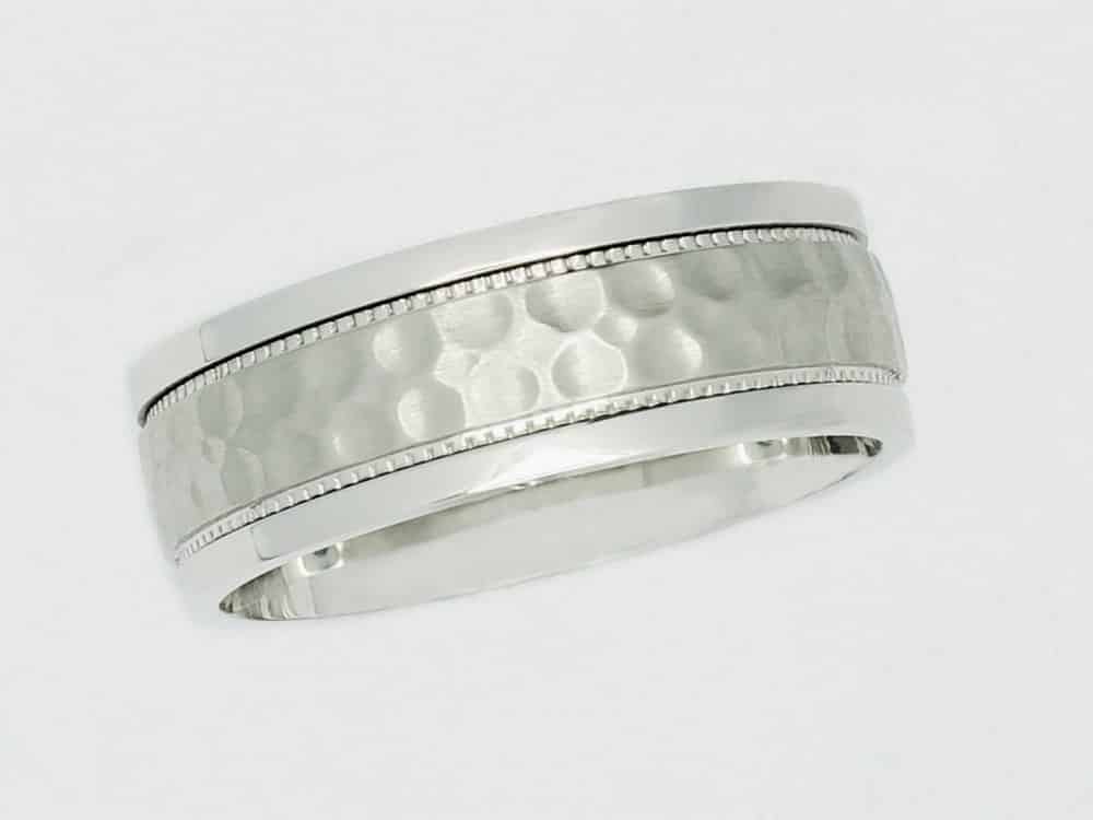 131769 11 Silver hammered band ring design